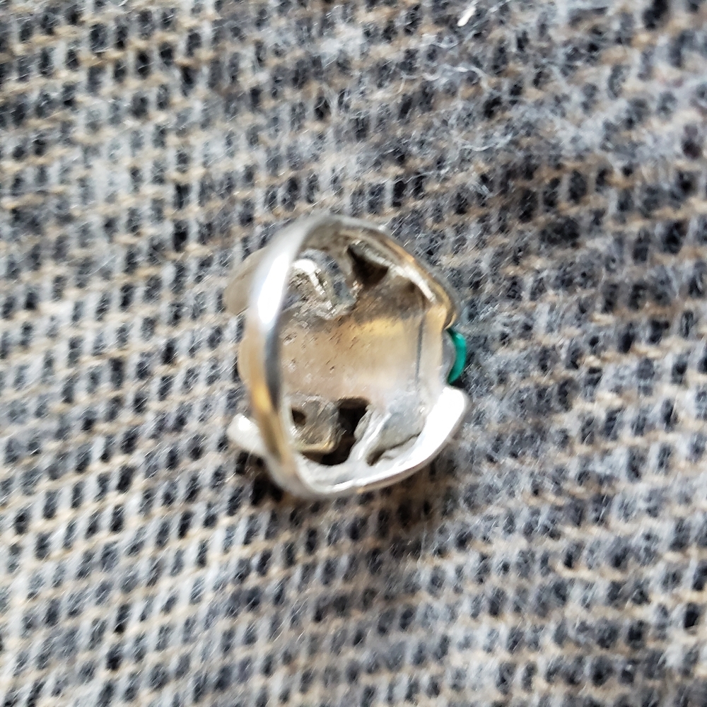 Malachite In Silver Frog Ring. - image 3